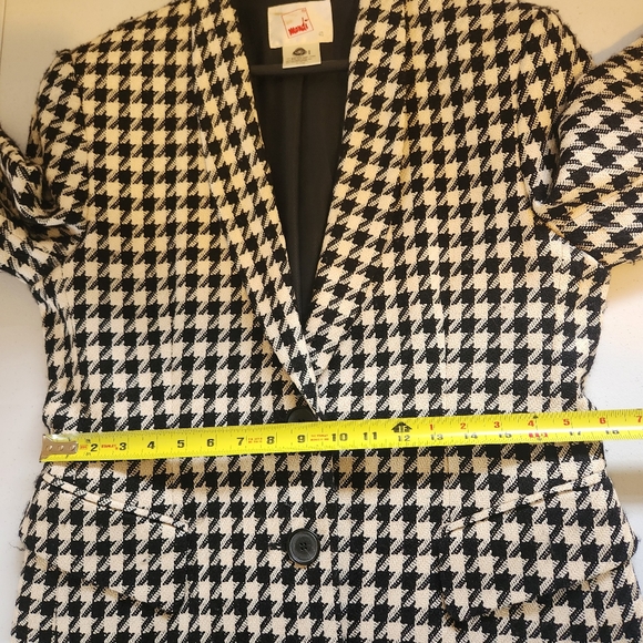 Vintage Oversized Wool Silk Plaid Boyfriend Blazer Jacket Preppy Academia Medium - Picture 11 of 14